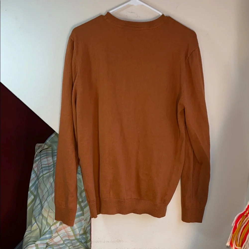 Hawker Rye Cotton Cashmere Rust Men's V-Neck‎ Sweater L